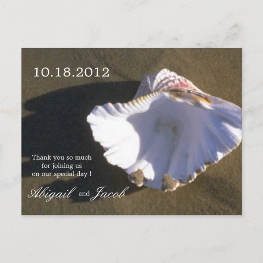 Zee Shell Bruin bruiloft bedankkaart Briefkaart (Voorkant)