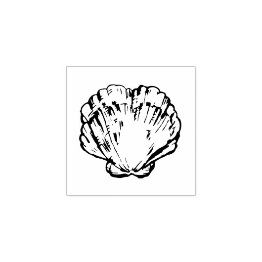 Zee shell clam line art tekening rubberstempel (Afrduk)