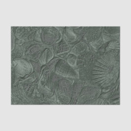 Zee Shell Coastal Beach Dark Sage Green Metallic Tissuepapier