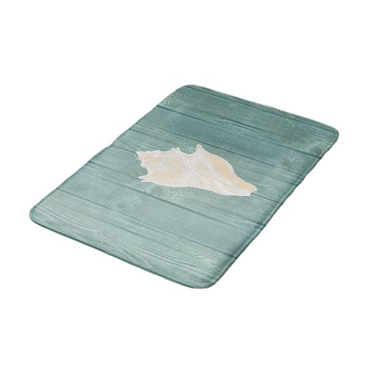 Zee Shell Cream  Aqua Wood Bath Rug Badmat (Gekanteld)