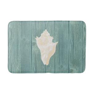 Zee Shell Cream  Aqua Wood Bath Rug Badmat