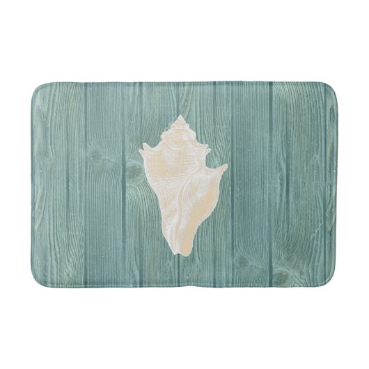 Zee Shell Cream  Aqua Wood Bath Rug Badmat (Voorkant)