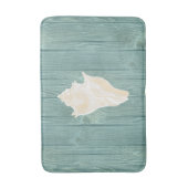 Zee Shell Cream  Aqua Wood Bath Rug Badmat (Voorkant Verticaal)