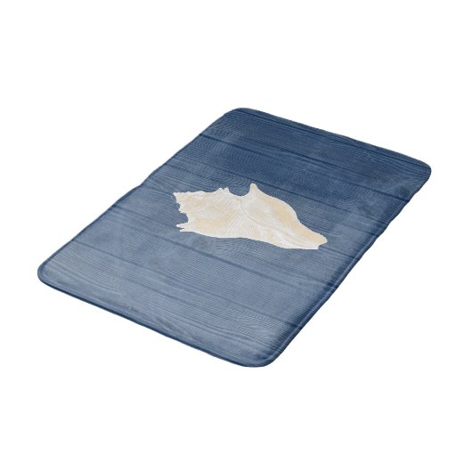 Zee Shell Cream  Blue Wood Bath Rug Badmat (Gekanteld)