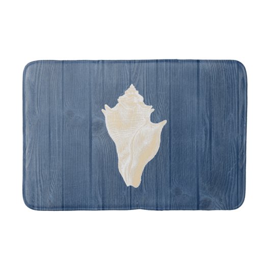 Zee Shell Cream  Blue Wood Bath Rug Badmat (Voorkant)