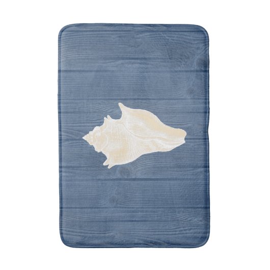 Zee Shell Cream  Blue Wood Bath Rug Badmat (Voorkant Verticaal)