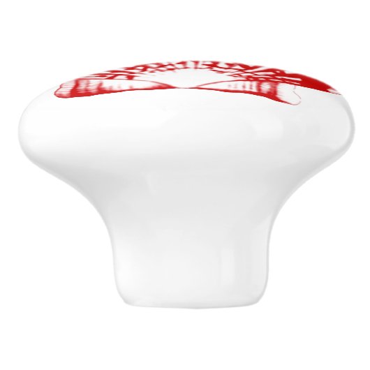 Zee Shell - diep rood en wit Keramische Knop (Zijkant)