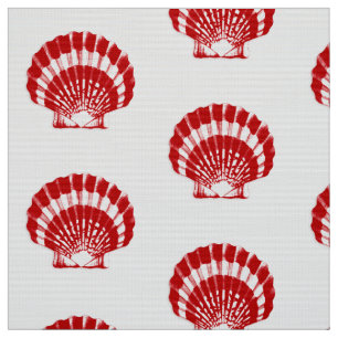 Zee Shell - diep rood en wit Stof