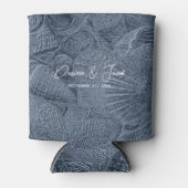 Zee Shell Donker Stoffig Blauw Modern Coastal Beac Blikjeskoeler (Voorkant)