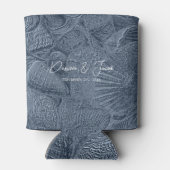 Zee Shell Donker Stoffig Blauw Modern Coastal Beac Blikjeskoeler (Achterkant)