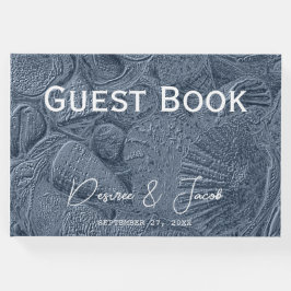 Zee Shell Donker Stoffig Blauw Modern Coastal Beac Gastenboek