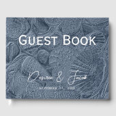 Zee Shell Donker Stoffig Blauw Modern Coastal Beac Gastenboek (Voorkant)