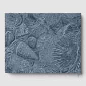 Zee Shell Donker Stoffig Blauw Modern Coastal Beac Gastenboek (Achterkant)