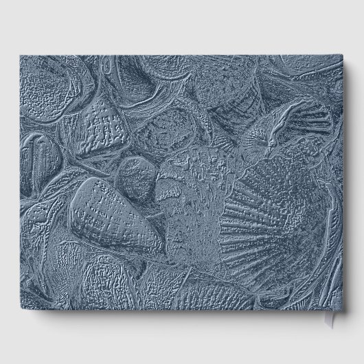 Zee Shell Donker Stoffig Blauw Modern Coastal Beac Gastenboek (Achterkant)