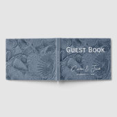 Zee Shell Donker Stoffig Blauw Modern Coastal Beac Gastenboek (Volledig)