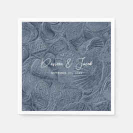 Zee Shell Donker Stoffig Blauw Modern Coastal Beac Servet