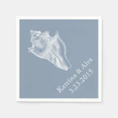 Zee Shell Dusty Blue Beach bruiloft servetten (Voorkant)