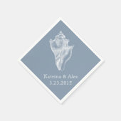 Zee Shell Dusty Blue Beach bruiloft servetten (Hoek)