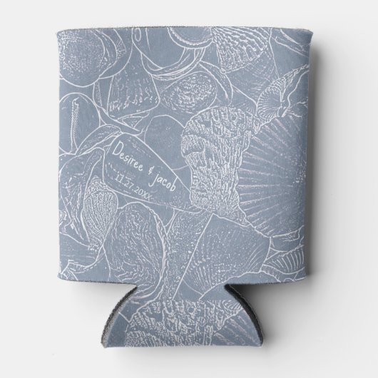 Zee Shell Dusty Blue Coastal Beac Napkins Blikjeskoeler (Voorkant)