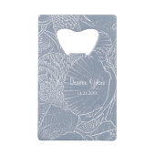 Zee Shell Dusty Blue Coastal Beach Creditkaart Flessenopener (Voorkant)