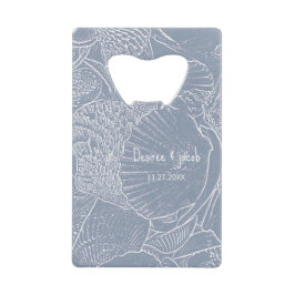 Zee Shell Dusty Blue Coastal Beach Creditkaart Flessenopener