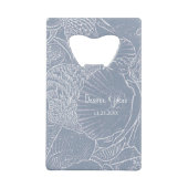 Zee Shell Dusty Blue Coastal Beach Creditkaart Flessenopener (Achterkant)