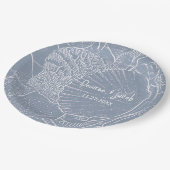 Zee Shell Dusty Blue Coastal Beach Papieren Bordje (Gekanteld)