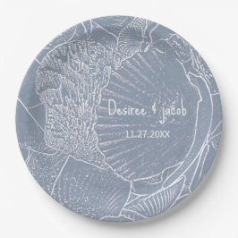 Zee Shell Dusty Blue Coastal Beach Papieren Bordje