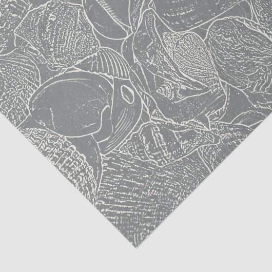 Zee Shell Grey White decoupage Tissuepapier (Detail)