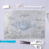 Zee Shell Grijs Blauw  Antiek Strand Ephemera Tissuepapier (Craft)