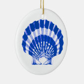 Zee Shell - kobalt blauw en wit Keramisch Ornament (Rechts)