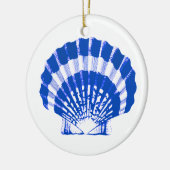 Zee Shell - kobalt blauw en wit Keramisch Ornament (Links)