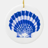 Zee Shell - kobalt blauw en wit Keramisch Ornament (Achterkant)