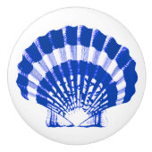Zee Shell - kobalt blauw en wit Keramische Knop (Voorkant)