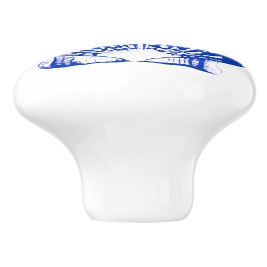 Zee Shell - kobalt blauw en wit Keramische Knop (Zijkant)