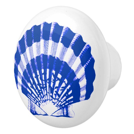Zee Shell - kobalt blauw en wit Keramische Knop (Rechts)