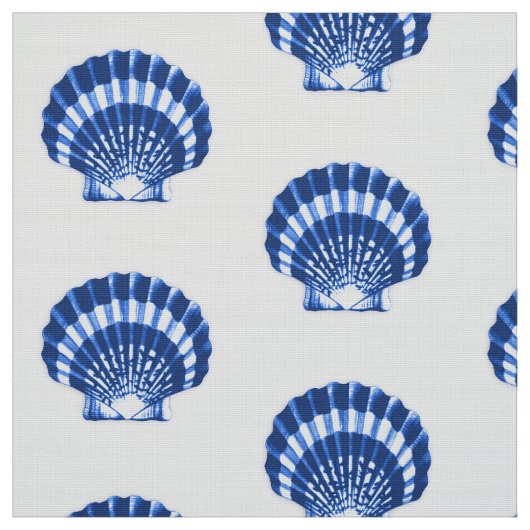 Zee Shell - kobalt blauw en wit Stof (Swatch)