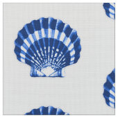 Zee Shell - kobalt blauw en wit Stof (Close Up)