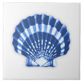 Zee Shell - kobalt blauw en wit Tegeltje (Voorkant)