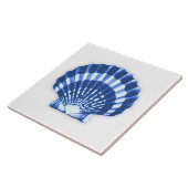 Zee Shell - kobalt blauw en wit Tegeltje (Zijkant)