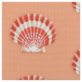 Zee Shell - koraal sinaasappel en wit Stof (Close Up)