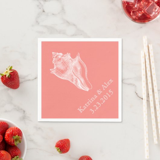 Zee Shell Koraal Strand Trouwservetten Servetten (Insitu)