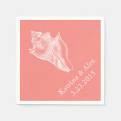 Zee Shell Koraal Strand Trouwservetten Servetten (Voorkant)