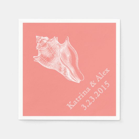 Zee Shell Koraal Strand Trouwservetten Servetten (Voorkant)