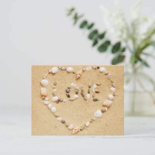 Zee Shell Love Heart Briefkaart (Staand voorkant)