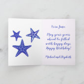Zee Shell met stervis Happy Birthday Blue Kaart (Binnen)