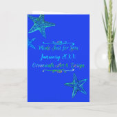 Zee Shell met stervis Happy Birthday Blue Kaart (Achterkant)