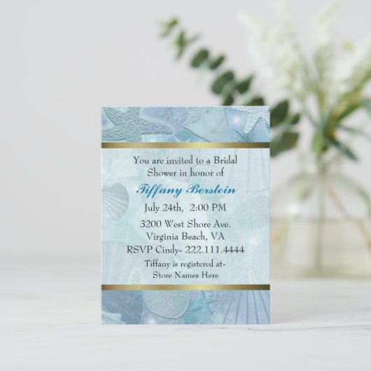  Zee Shell met Vrijgezellenfeest Kaart (Staand voorkant)