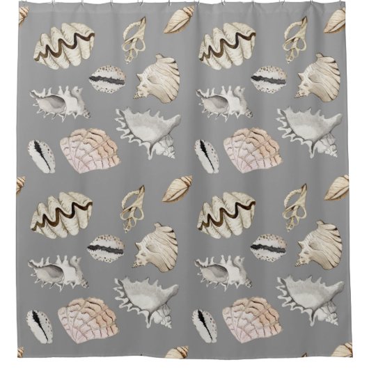 Zee Shell Nautical Pattern Crustaceancore Douchegordijn (Voorkant)