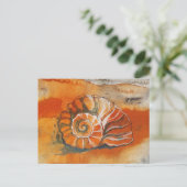 Zee shell op het strand Waterverf tekening nautisc Briefkaart (Staand voorkant)